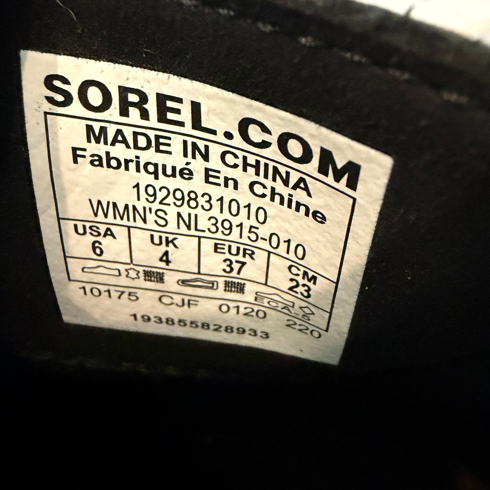 Sorel Joan of Arctic Wedge III Zip Black Patent Leather Ankle Boots Women's 6 - Picture 5 of 8